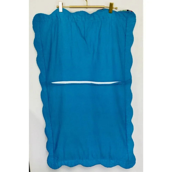 Vintage Floral Paisley Indian Striped Pillow Sham Scalloped Embroidered Border l - Picture 2 of 8